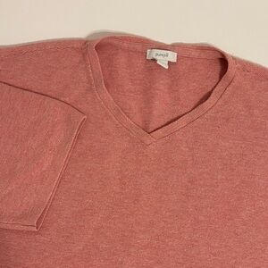 Wool-Silk Blend Pink V-Neck Sweater - S